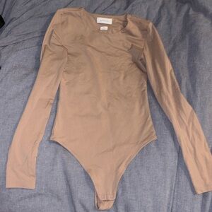 Babaton Contour Crew Long Sleeve Bodysuit - Size XS - Taupe